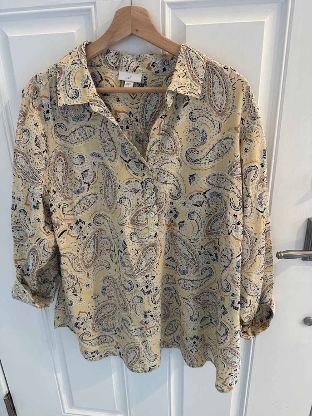 J. Jill Yellow Paisley-Print Button Front Blouse